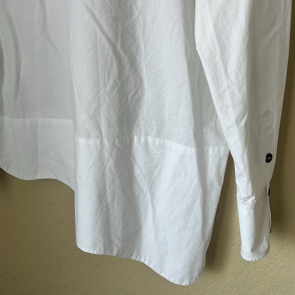 GANNI white asymmetrical organic cotton button down shirt - Picture 13 of 14
